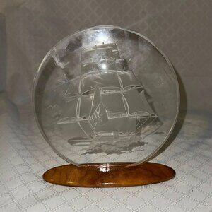 Vintage Cambell Nautical Etched Ship On The Ocean